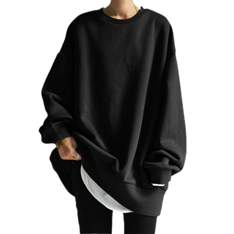 Dame Sweater Løs Rund Hals