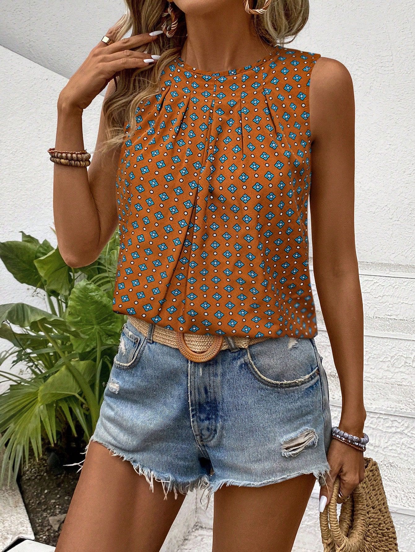 European And American Fashion Home Loose All-match Simple Sleeveless Top