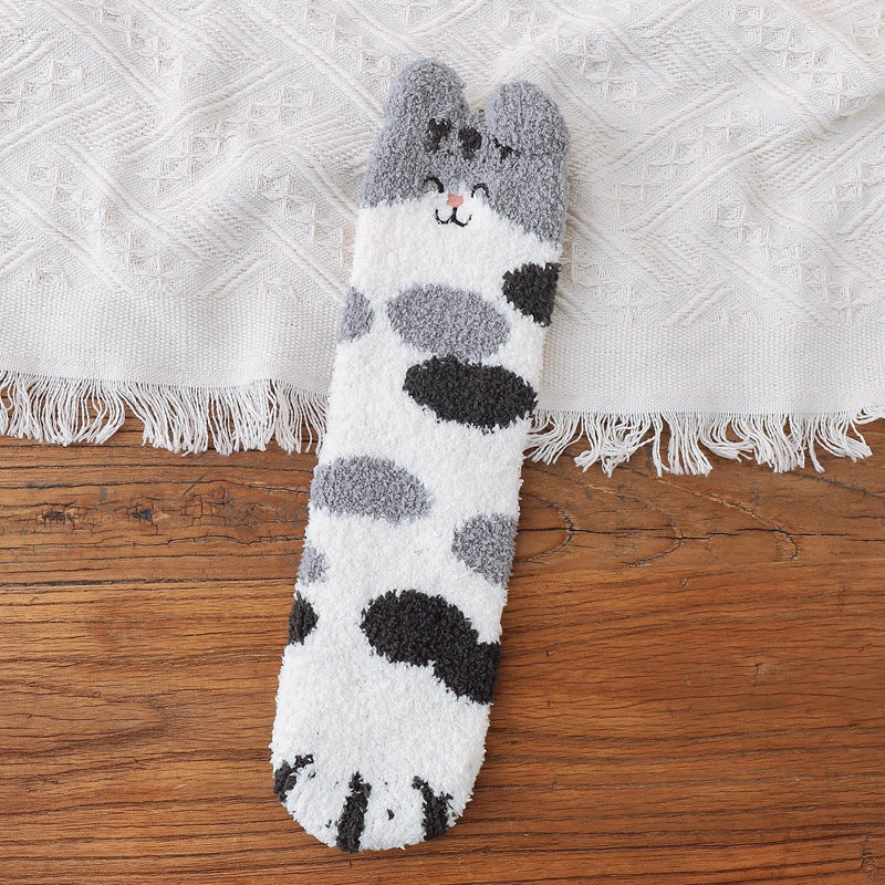 Women's Fleece-free Thickened Cat Paw Socks