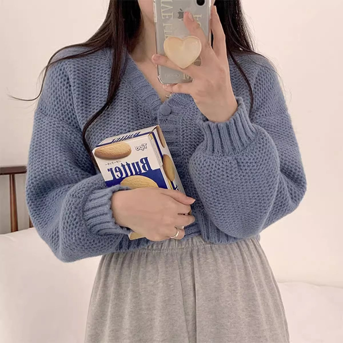 Loose Slimming Single-breasted Cardigan Top Fashion Long Sleeve