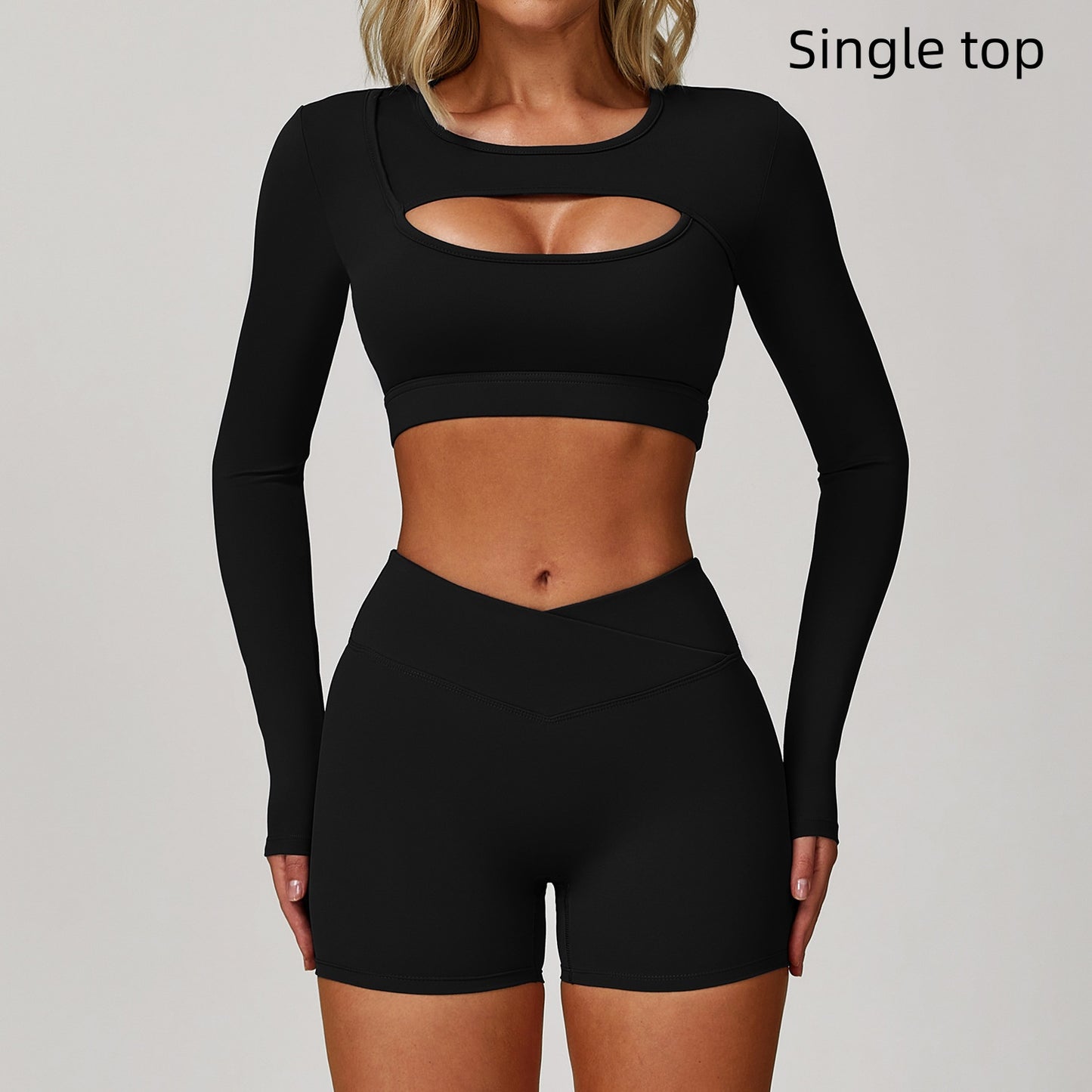 Nude Feel Tight Yoga Long Sleeve Sports Hollow T-shirt