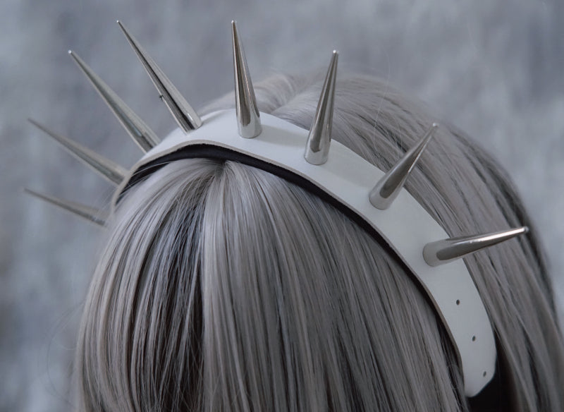 Dark Punk Handmade Imitation Leather Exaggerated Rivet Headband