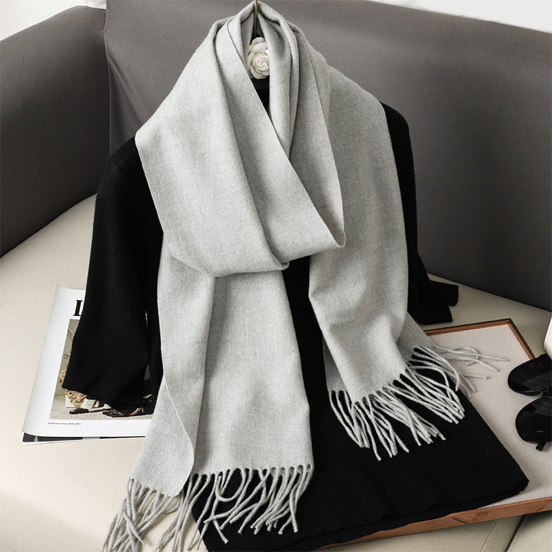 Solid Color Maillard Scarf Cashmere-like Women Warm Shawl