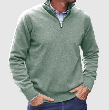 Sweater til mænd med lynlås og opretstående krave Vintermode Ensfarvet Strikket Langærmet Top Tøj
