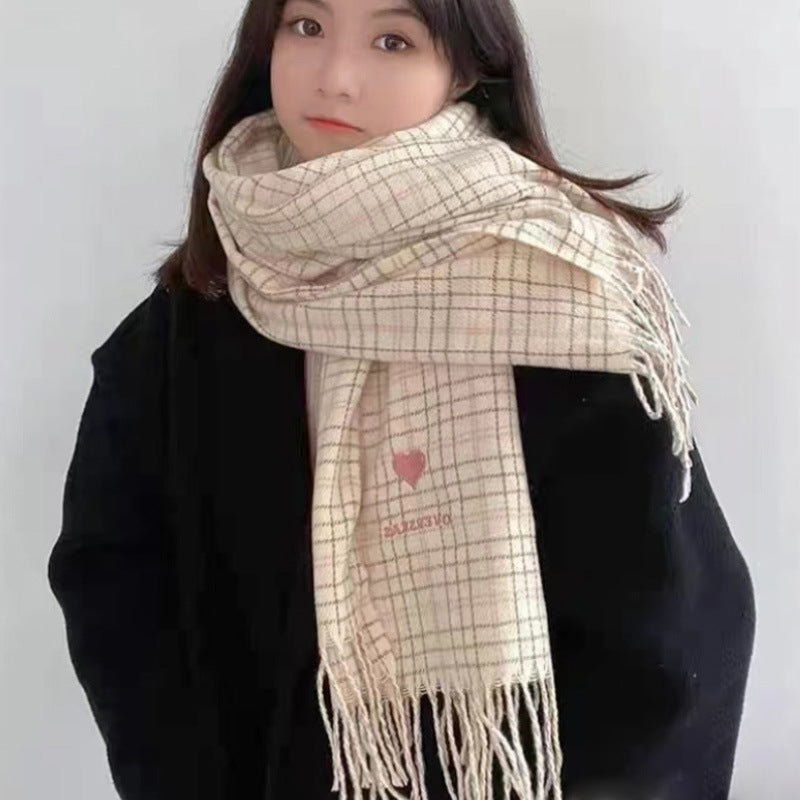 Kvinders Mode Kærlighed Varmt Faux Cashmere Sjal Tørklæde
