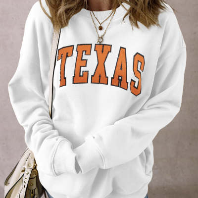Fleece sweatshirt med bogstavprint, casual langærmet