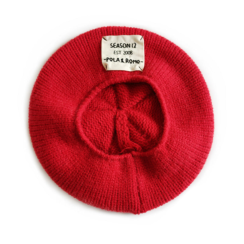 Comfortable Beret Wool Art Cloth Label Embroidered Letters Casual