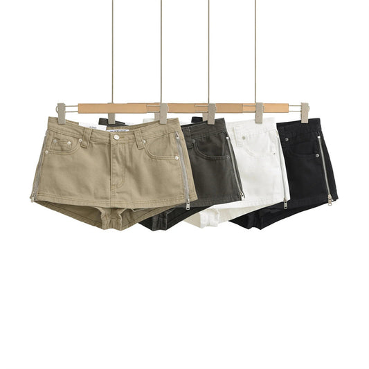 Womens Fashion High-Waisted Denim Skirt With Side Zipper