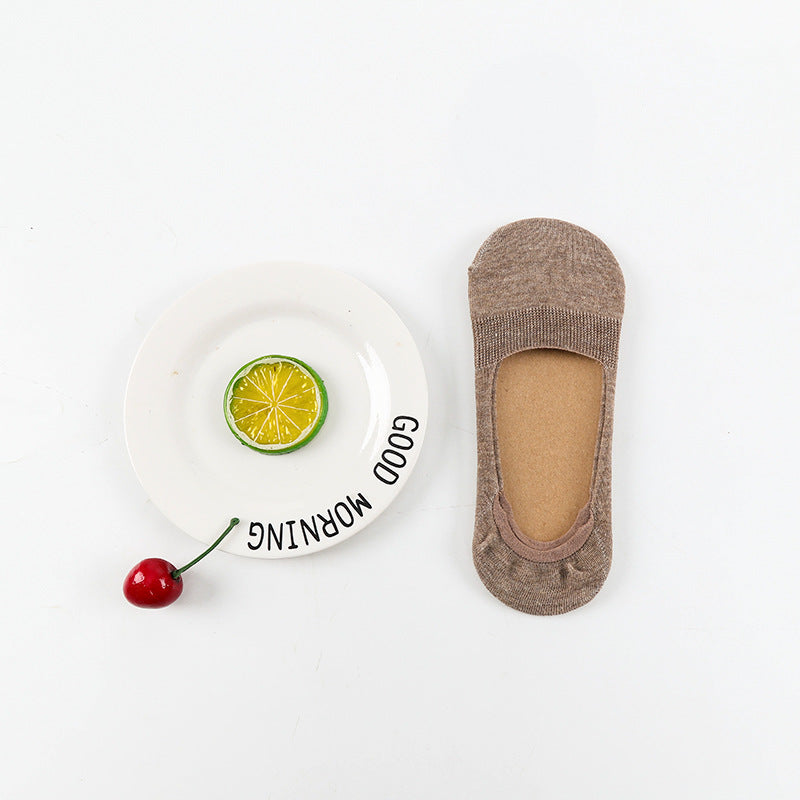 Female Shallow Mouth Invisible 10 Colors Cotton Silicone Socks
