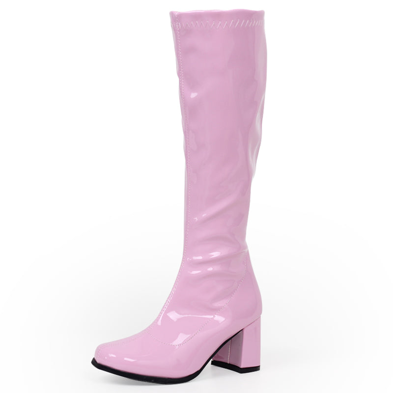 Simple Patent Leather Fashion Thick-heeled Martin Boots 9cm High-heeled