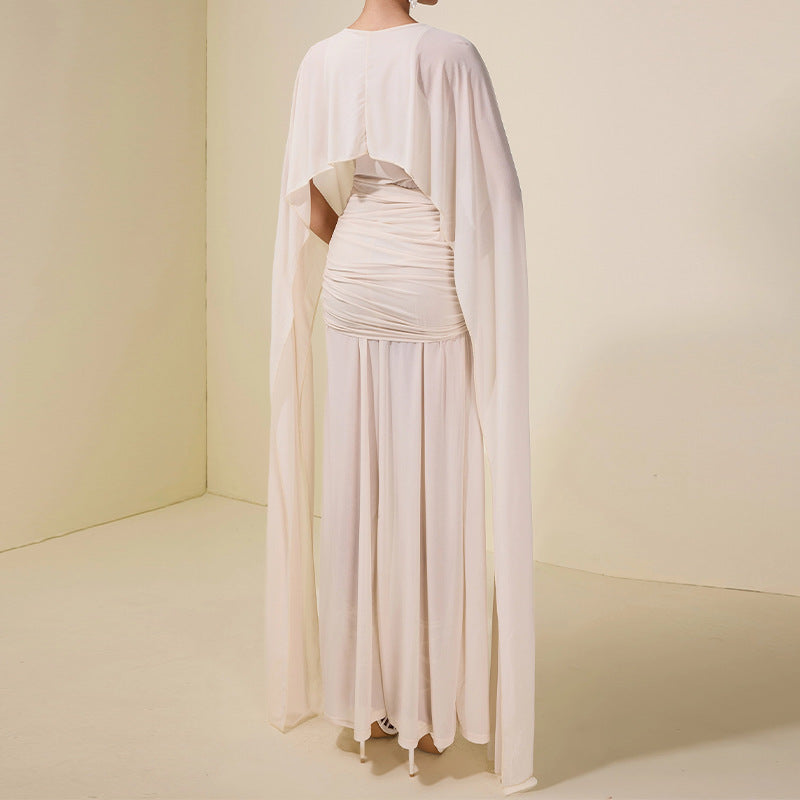 Womens Fashionable All-Match Patchwork Shawl-Waisted Dress