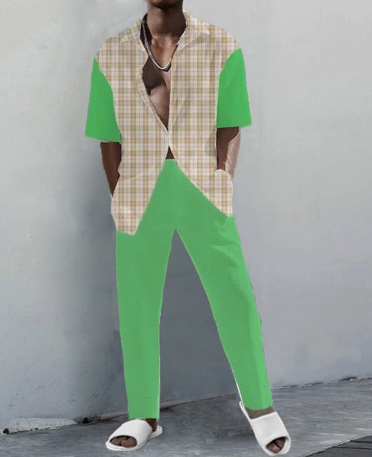 Mode for mænd: Outfit med kortærmet skjorte med digitaltryk
