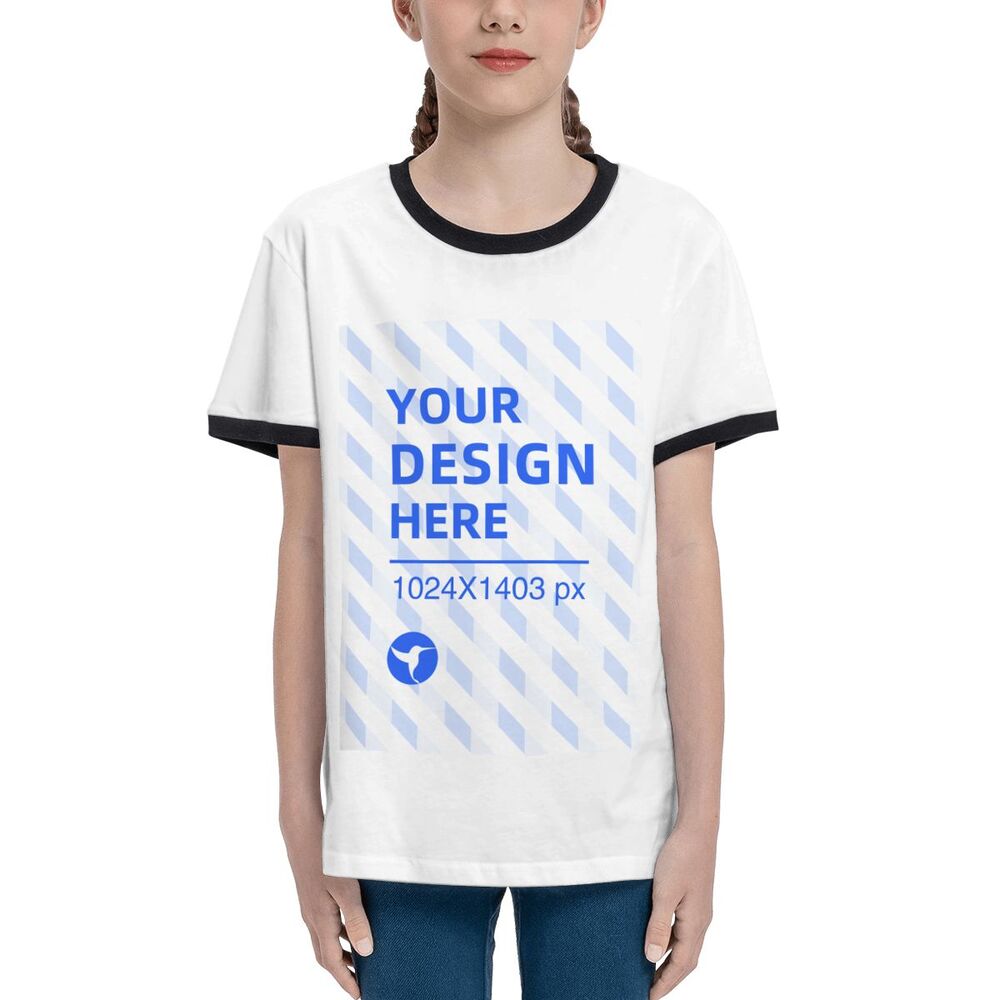 Løs T-shirt med kontrast og korte ærmer til unge