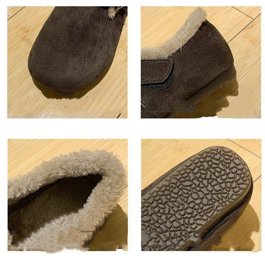 Color Soft Fur And Velvet Cotton Shoes