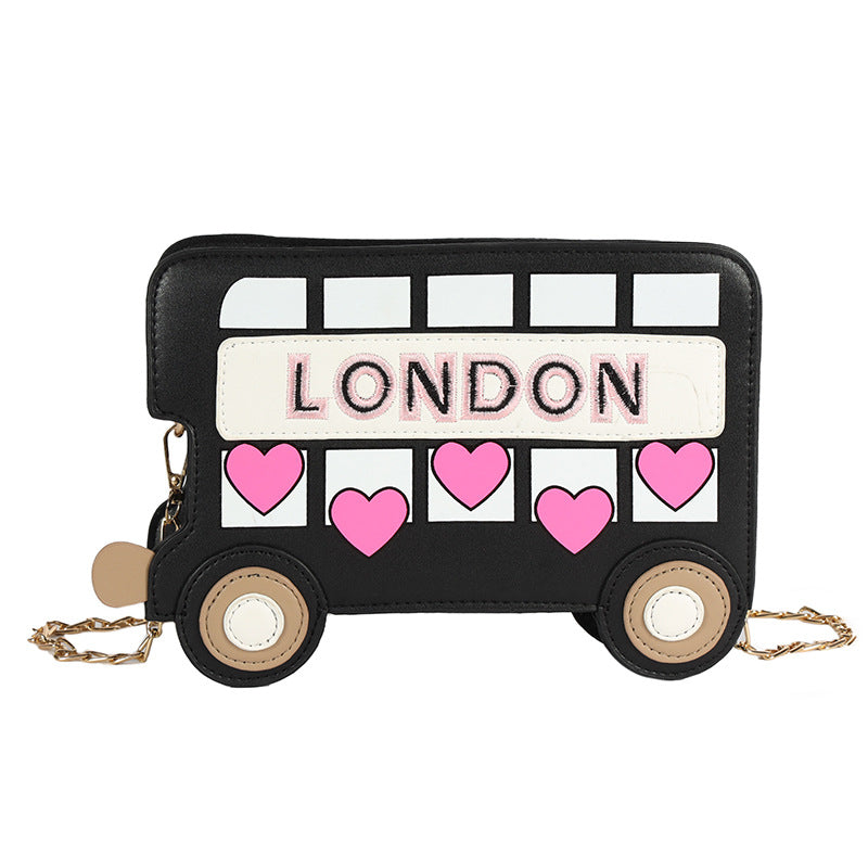 Women's Fashion Personalized Embroidered Love Letters Small Car Shape Crossbody Bag