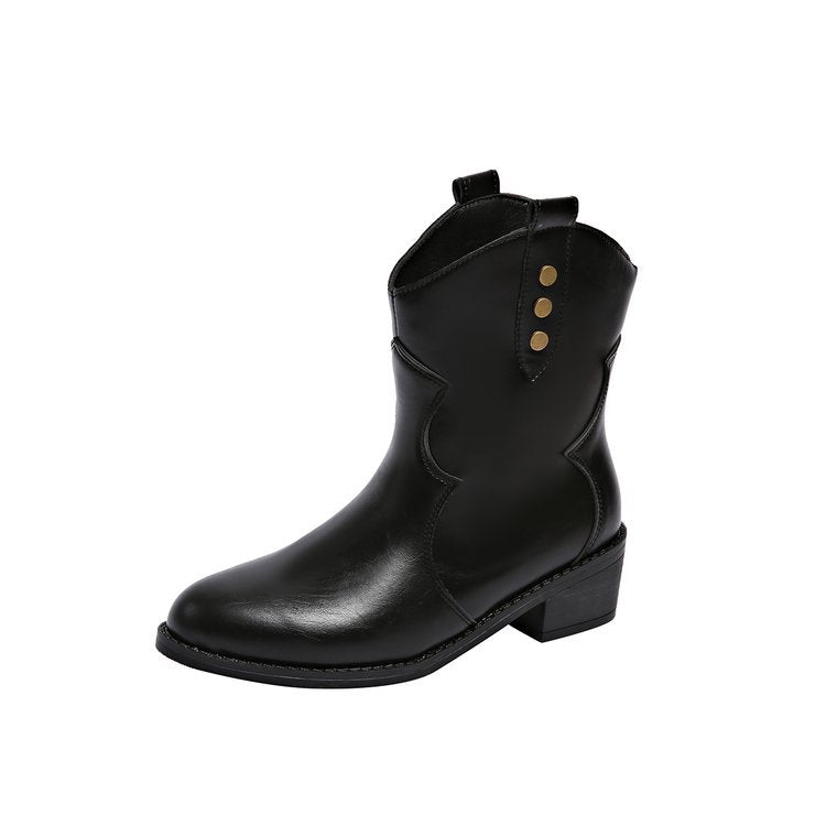 Women's Mid Heel Pointed Toe Platform Ankle Boots