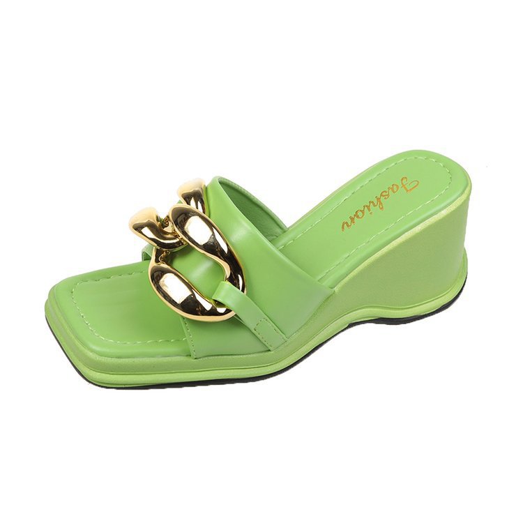 Summer New Korean Version Of The Fairy Fashion Square Head Chain Thick Bottom