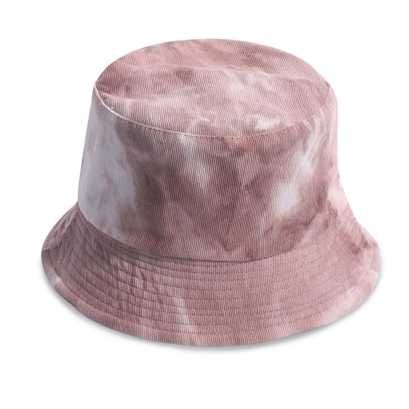 Tie-dyed Corduroy Fisherman Hat Women's Autumn And Winter