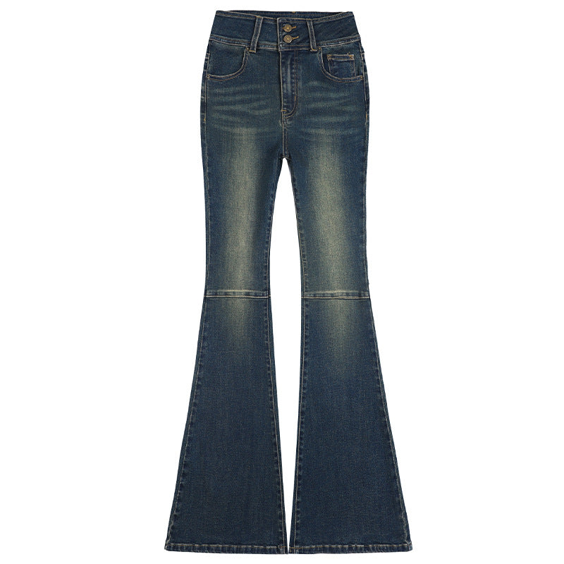 Women's Retro Double-button Skinny Jeans
