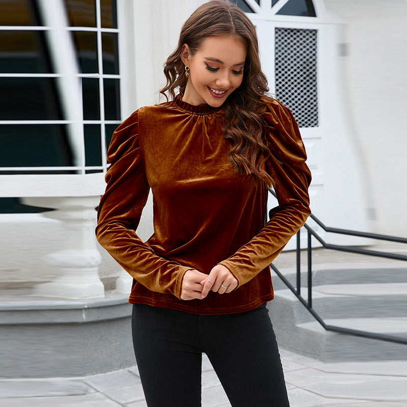 New AutumnWinter Solid-Color Velvet Pullover Knitwear