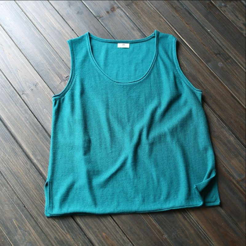 Round Neck Women's Loose Artistic Curling Distressed Vest