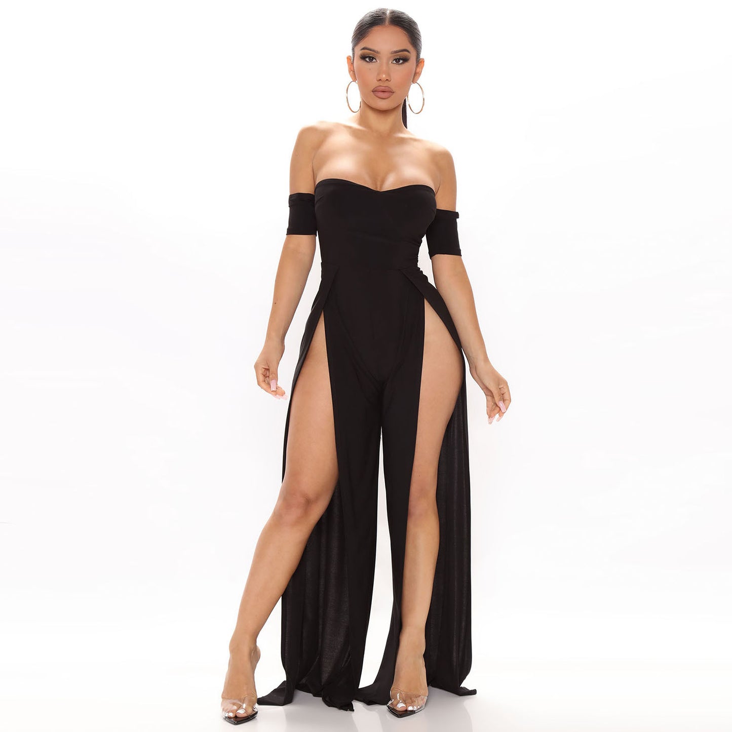 Women's Fashion Mesh Print Sheer Pant Set