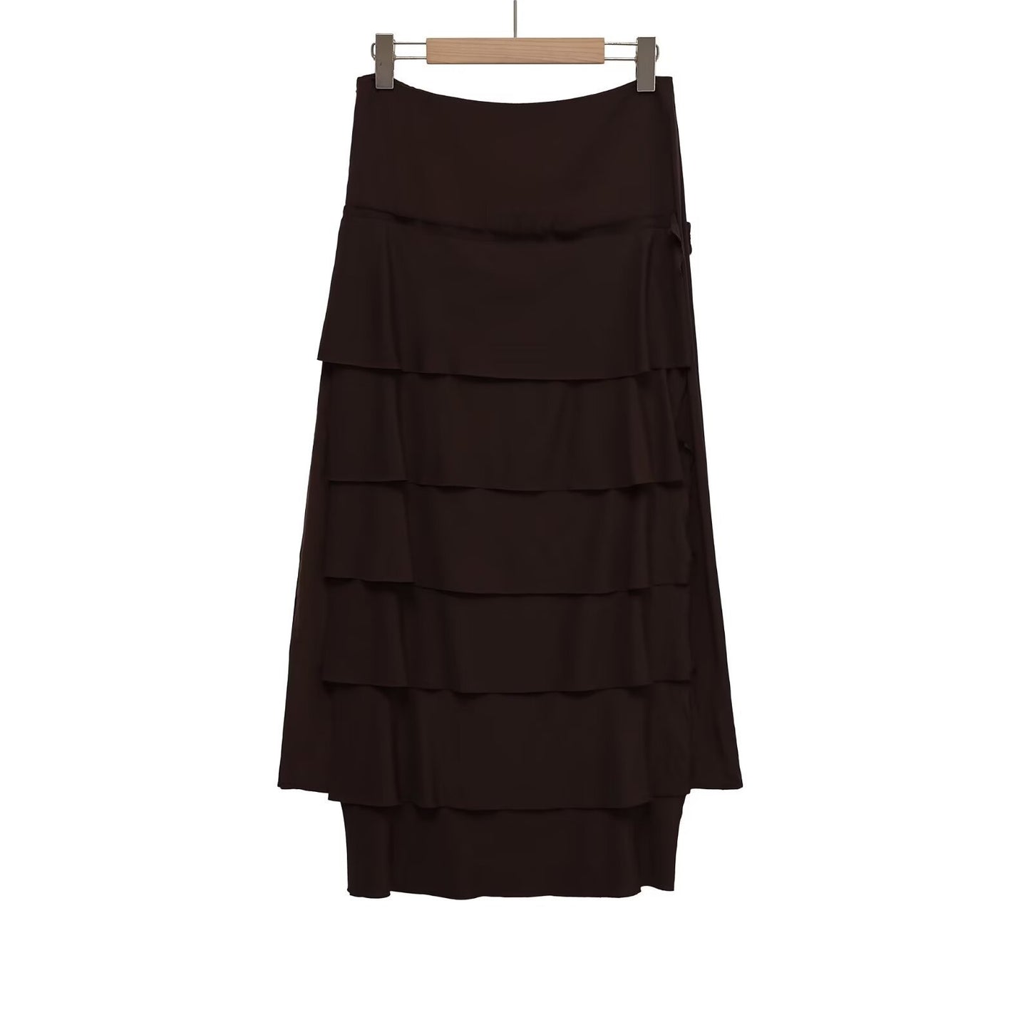 Temperament Slim-fit Midi Skirt With Layered Decoration