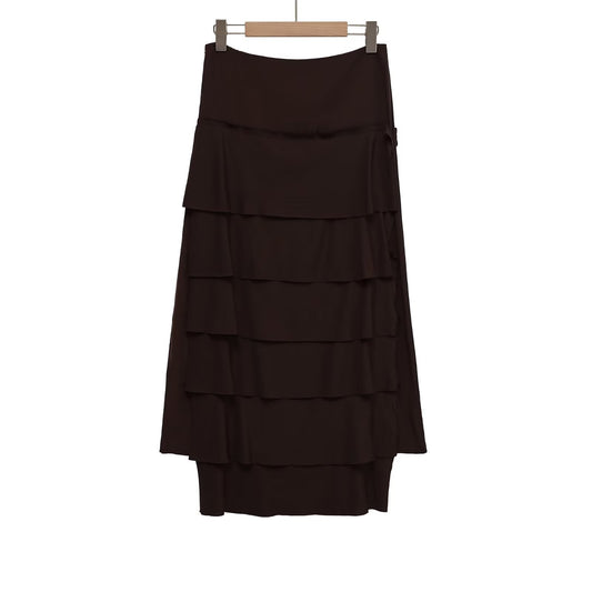 Temperament Slim-fit Midi Skirt With Layered Decoration