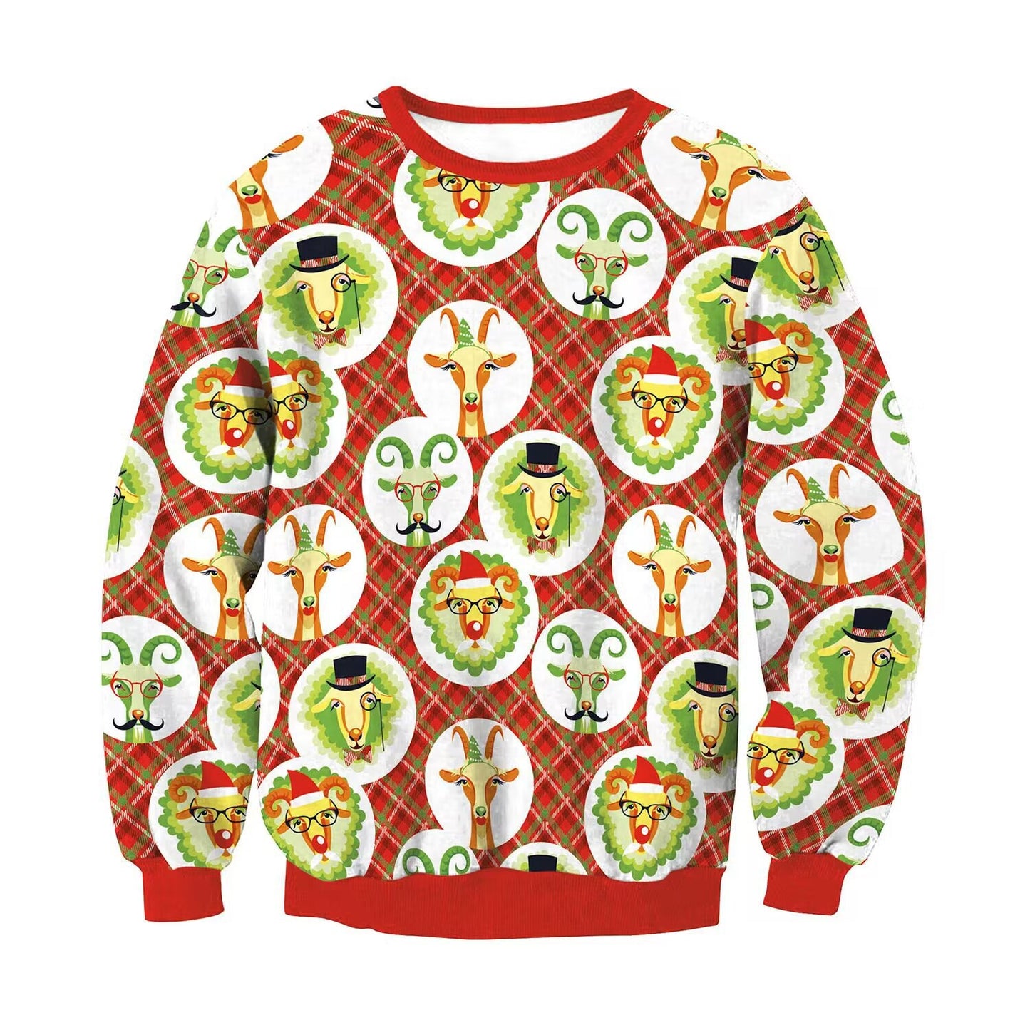 Men's And Women's 3D Printed Christmas Round Neck Sweater