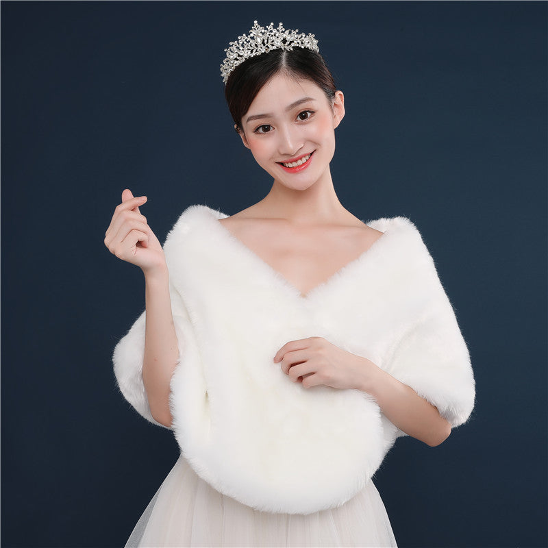 Warm Imitation Fur Thick White Fur Shawl Autumn And Winter New