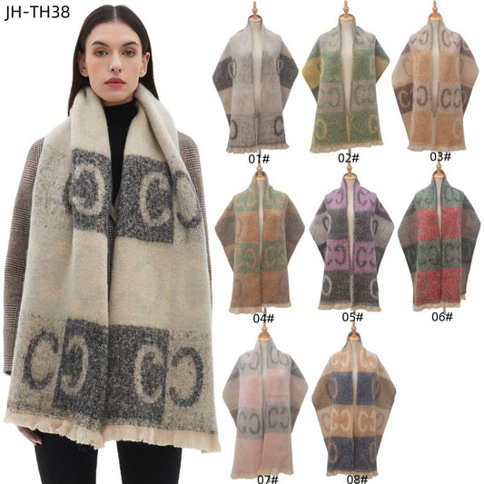Men's And Women's Short Beard Jacquard Letter Scarf