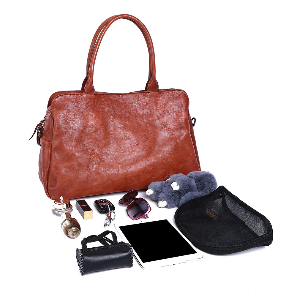 Women's Fashionable Commuter Leather Simple Handbag