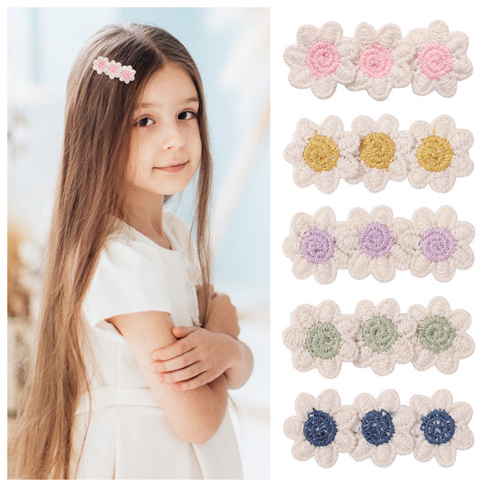 Retro Linen SUNFLOWER Children's Barrettes