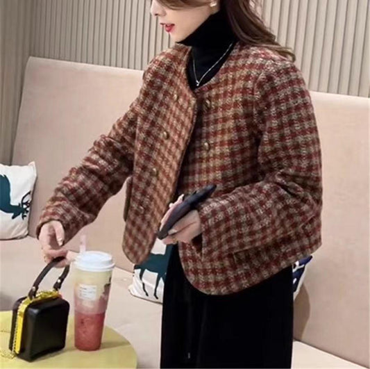 Grid Petite Fashion Casual Alsidig Kort Jakke