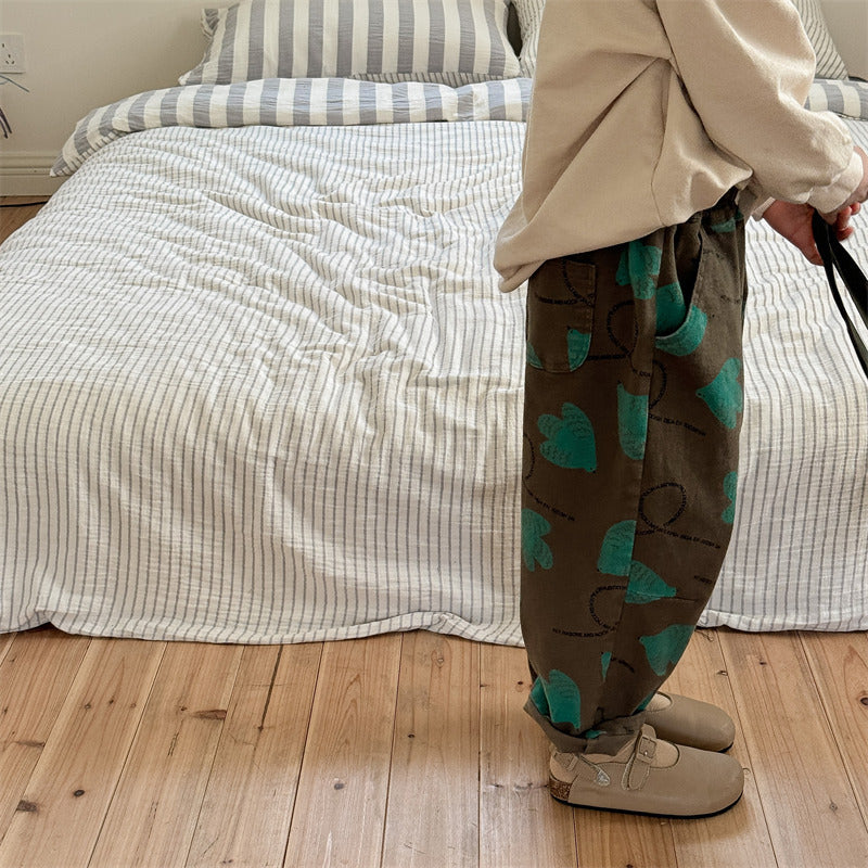 Children's Washed Cotton Casual Pants