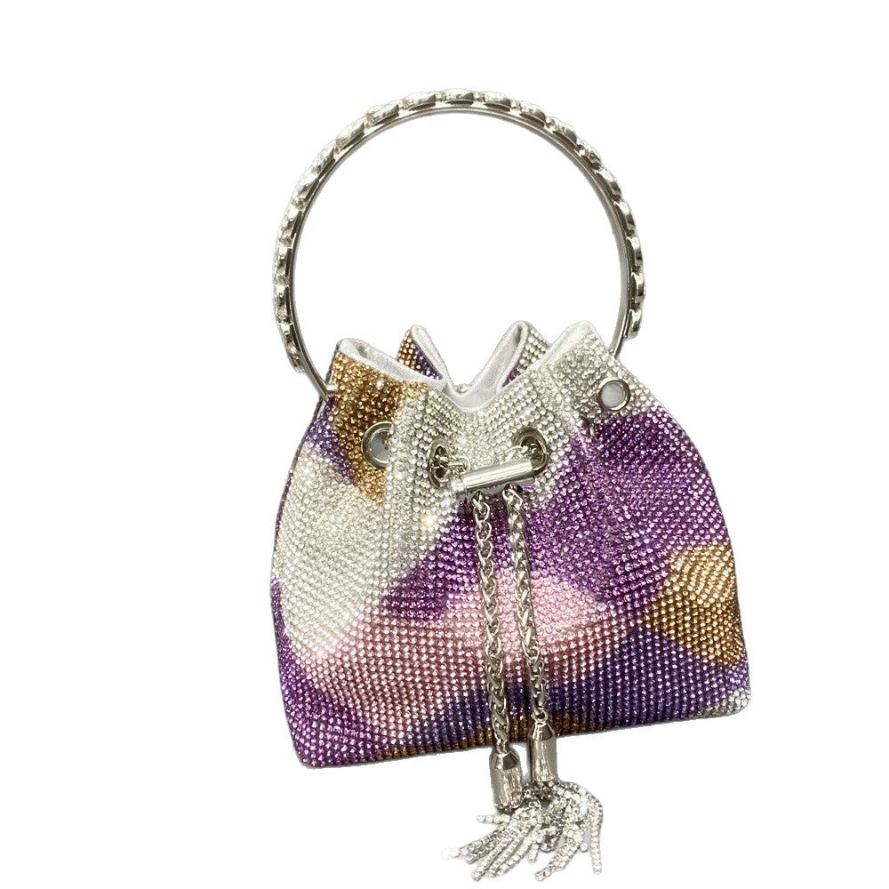 Taske med diamanter, håndtag og skulderrem/crossbody-strop