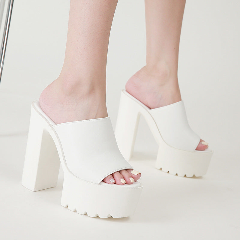 European And American Thick High-heel Platform Platform Slippers