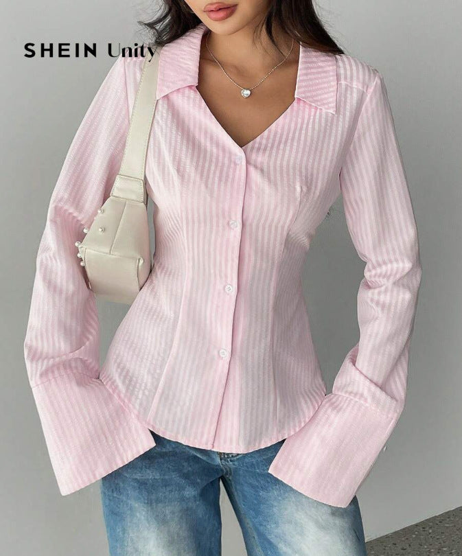 Women's Striped Casual Long-Sleeve Shirt