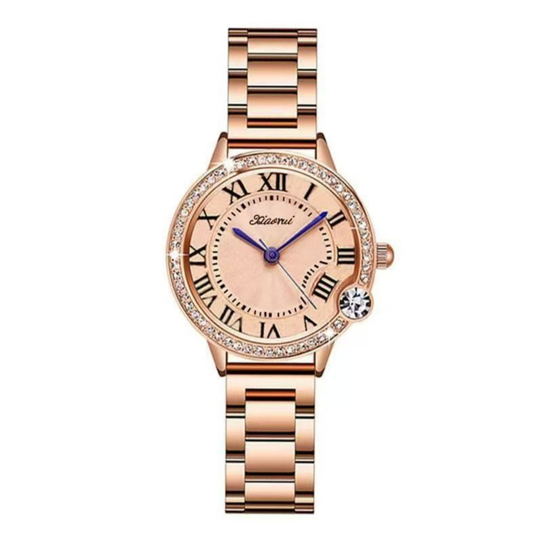 Stylish Quartz Full-Diamond Stainless Steel Waterproof Womens Watch