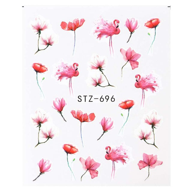 Ink Flower Series Nail Water World Stickers