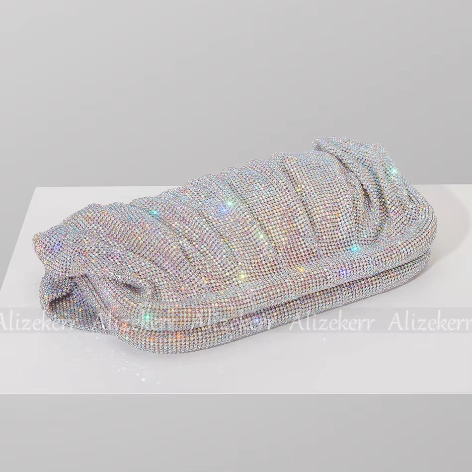 Luxury Rhinestone Evening Clutch Bags for Women - Crystal Folded Purses and Handbags for Weddings and Parties, High Quality Designer Accessories