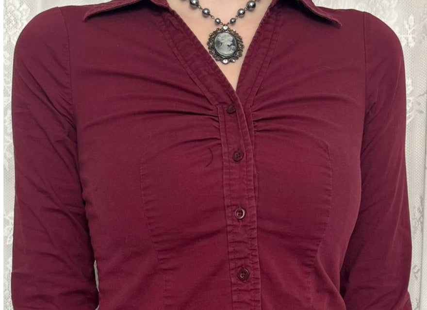 Solid Color Buttons Long Sleeve Shirt For Women