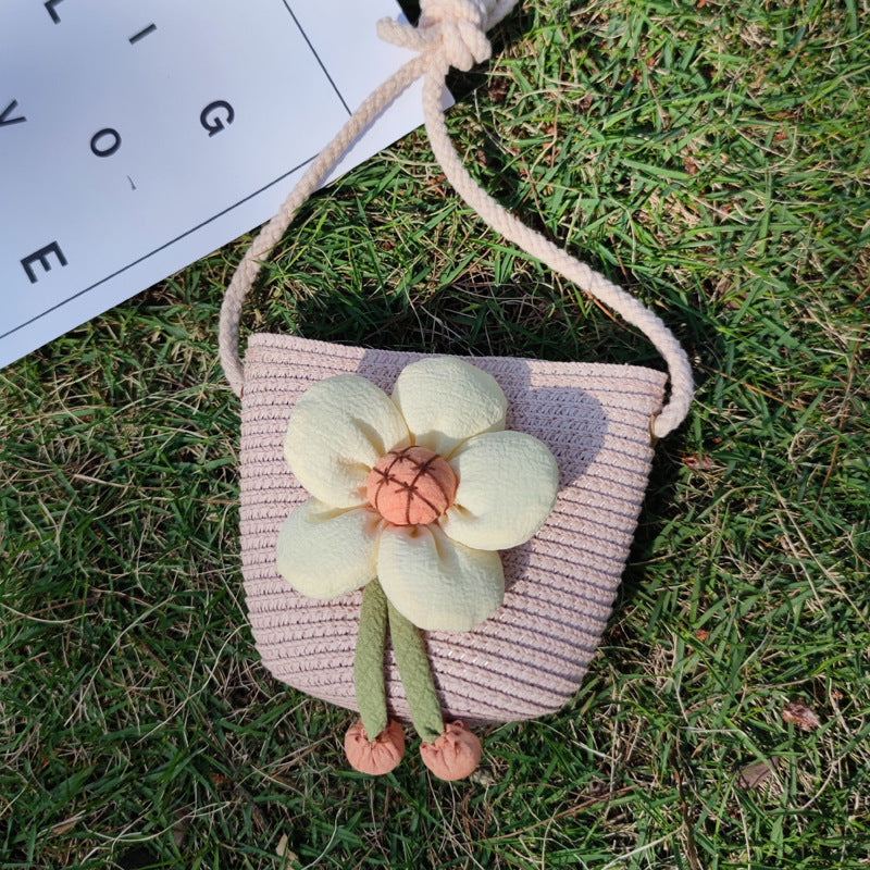 Grass Woven Bag For Children's Cute Crossbody