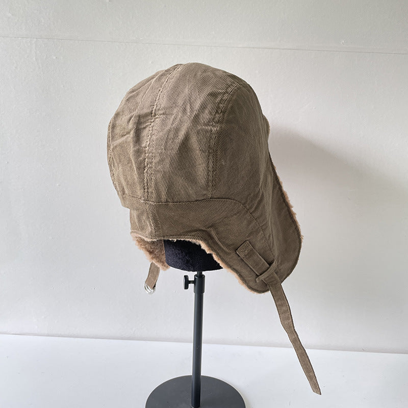 Ear Protector Corduroy Fleece Aviator Hat
