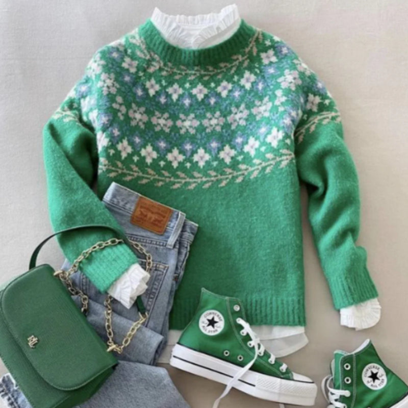 Women's Fresh Green Long Sleeve Sweater