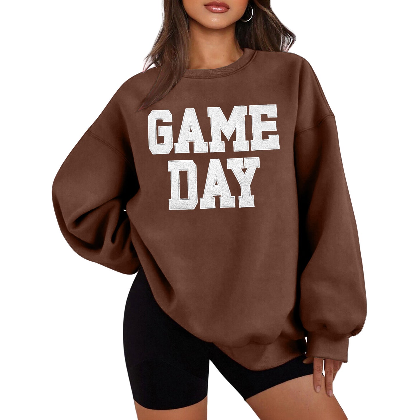 Afslappet løstsiddende sweatshirt med rund hals og bogstavprint