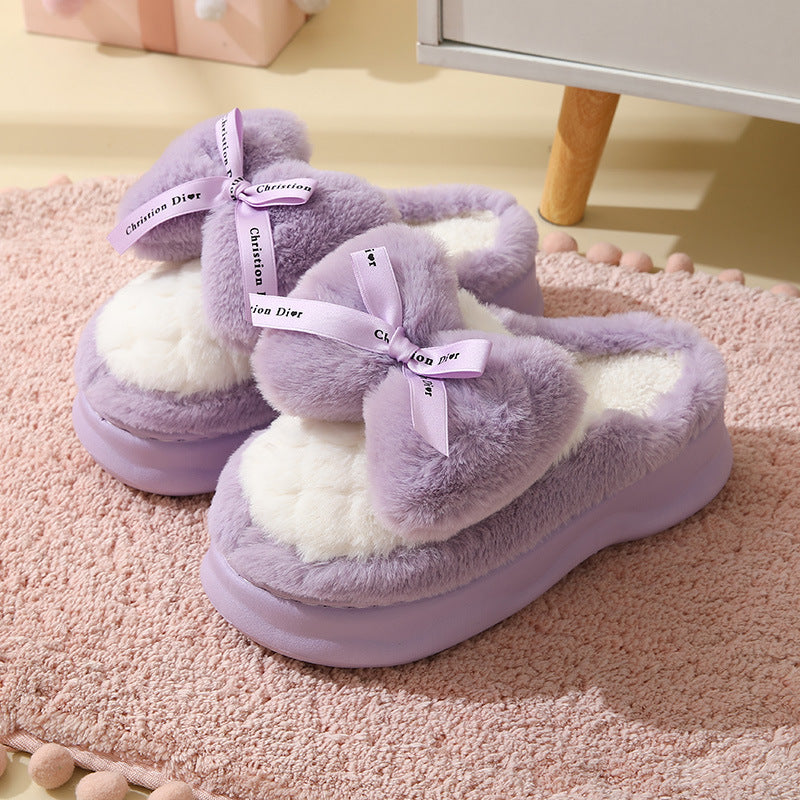 High Heel Cotton Slippers Women's Winter Thick Bottom Poop Feeling Indoor