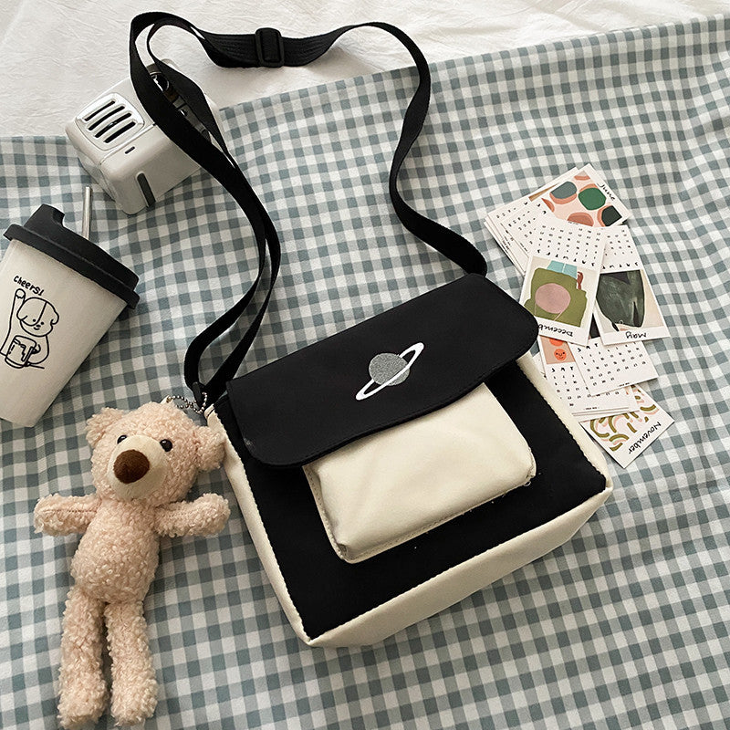 Canvas Handbag Mini Student Bag Simple Crossbody Bags Casual Lady Flap Shoulder Bag