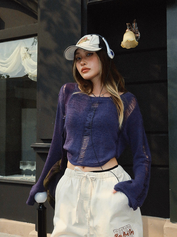 American Vintage Blouse Women's Long Sleeved Hollow Top