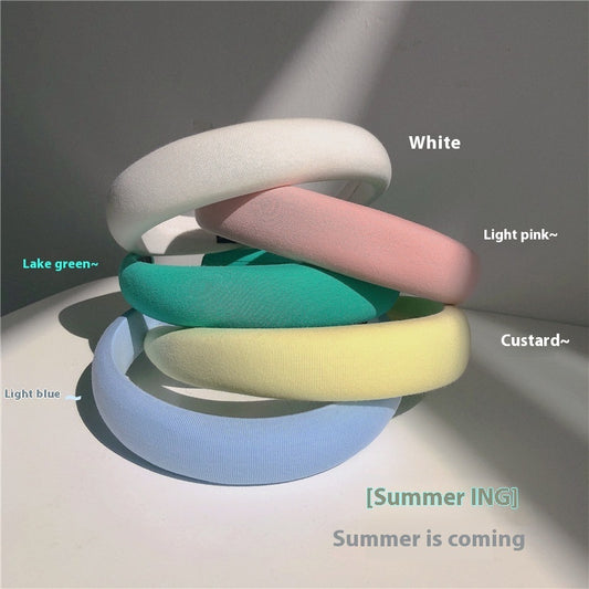 Cream Color Cute Wide-brimmed Sponge Temperament Hairband Decoratio